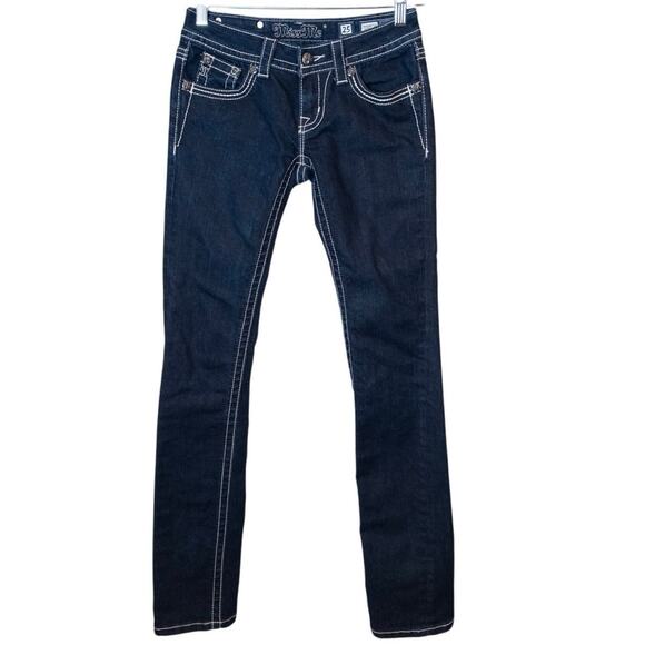 Miss Me Flap Pocket Embellished JE568T2X Low Rise Dark Wash Jeans Size 25 - Picture 3 of 7